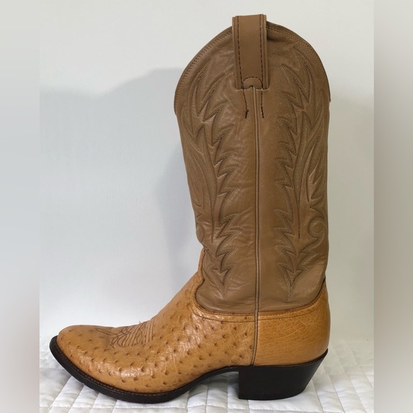 Vintage Justin 8737 Ostrich Quill Leather Boots. Sz 10E - Picture 4 of 15